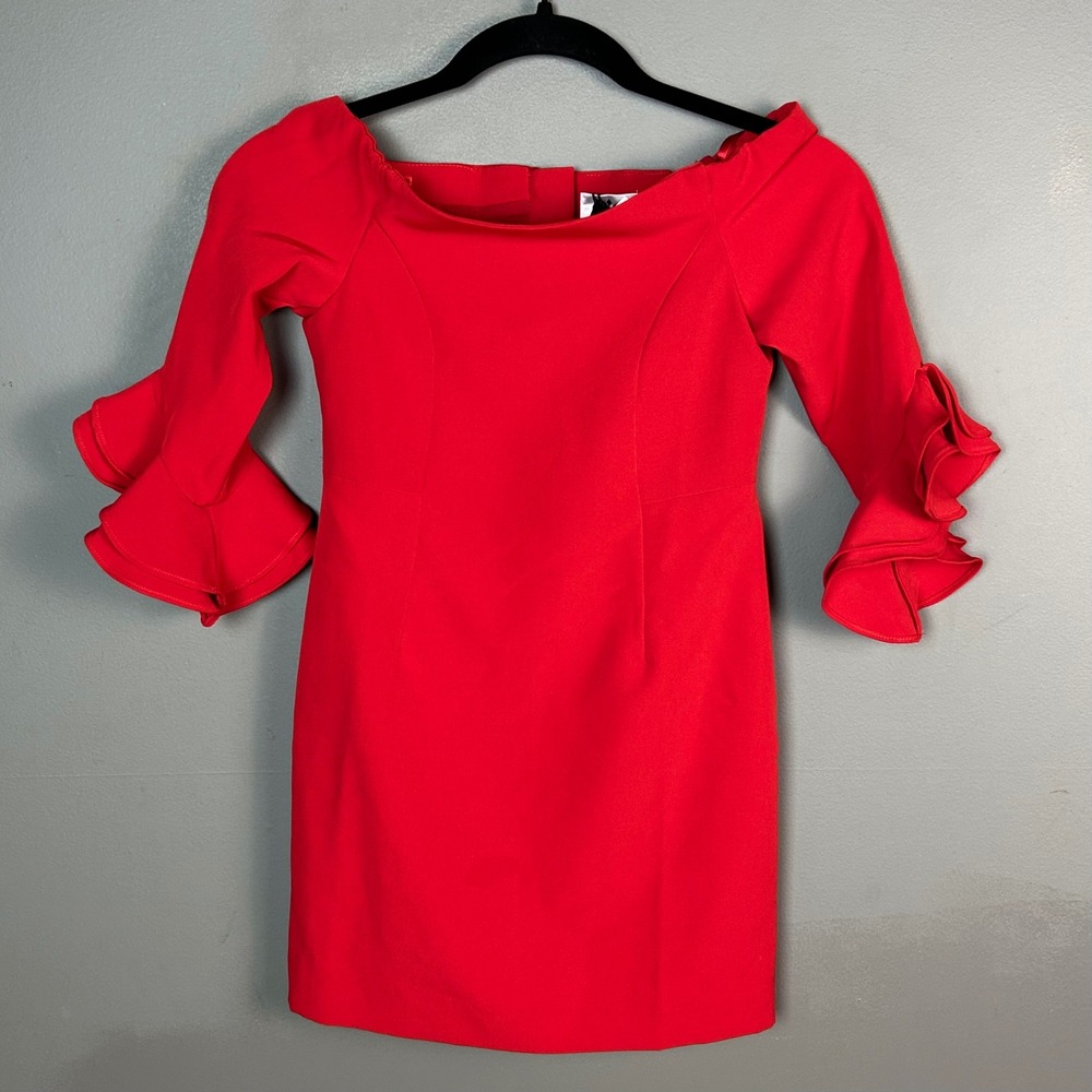 Milly Minis Dress Girls 7 Scarlet Italian Cady Samantha Ruffle Sleeve NWT